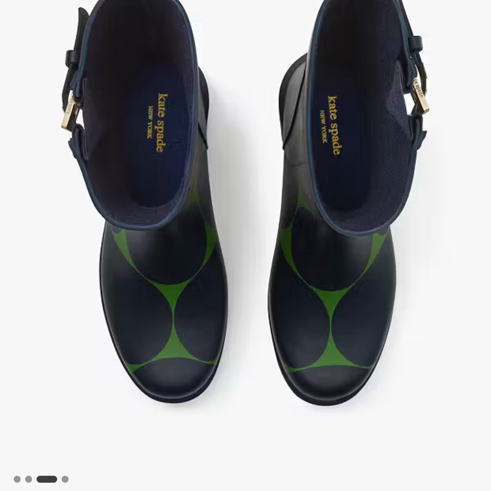 Kate Spade Green and Black Mid-Calf Rain Boots - Picture 2 of 6